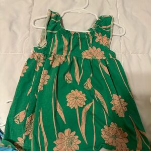 Green Floral Sleeveless Dress